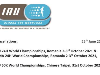 Cancellations of 2021 IAU 24H and IAU 50 km World Championship