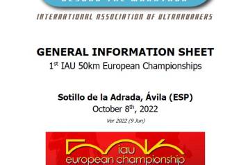 It gives both the IAU and the LOCs great pleasure in inviting you to send athletes to the 1st IAU 50km European Championships which will be held in Sotillo de Adrada, Avila, Spain on October 8th 2022.